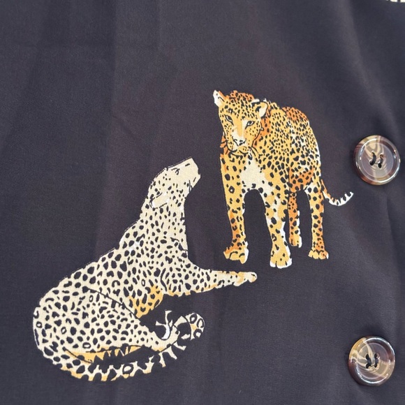 Never Worn - Black Button Down Shirt with Leopards - Picture 2 of 4